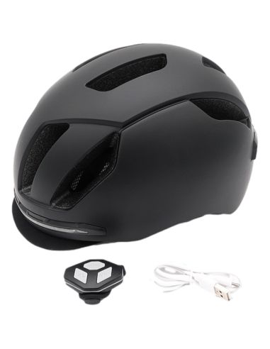 Casque velo / trottinette noir avec LED et telecommande guidon