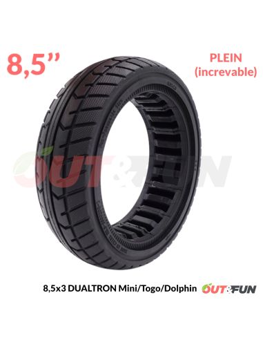 Pneu PLEIN increvable 8,5x3 arrière gomme tendre pour Dualtron Mini, Pop, Togo